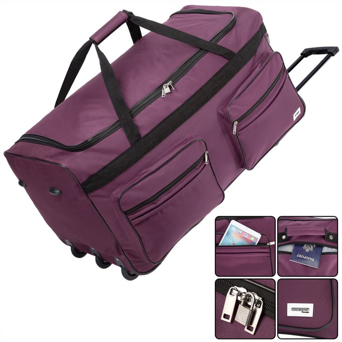Deuba XXL Reistas Bordeaux Rood met trolley-functie 3 wielen 160 LITER 85x43x44cm