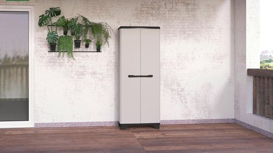 Keter Planet Hoge Kast Multipurpose - 3 planken - 68x39x173cm - Grijs/Zwart - Recycled Kunststof