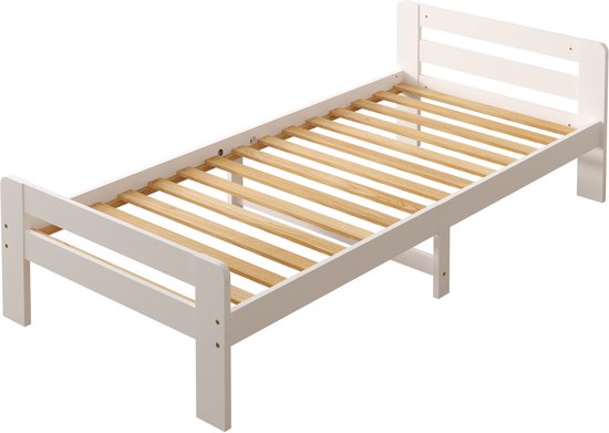 Sunny Olla Kinderbed – 200 x 90 – 205,5 x 98 x 61 cm – Peuterbed Meisjes en Jongens – FSC 100% Hout – Met Lattenbodem –Exclusief Matras – Wit
