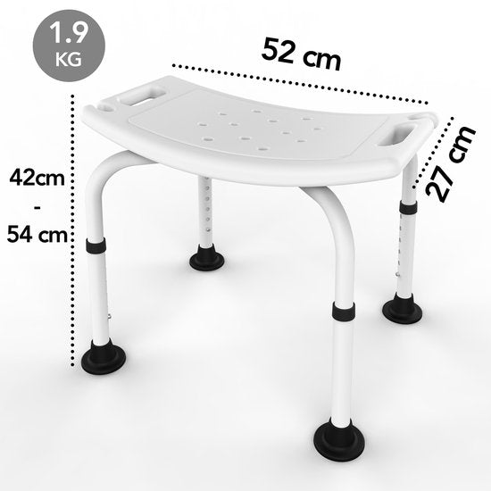 Brixy Douchekruk - In Hoogte Verstelbaar - Douchestoel - Anti-Slip - Met Douchekophouder - Max. 150 kg - Wit