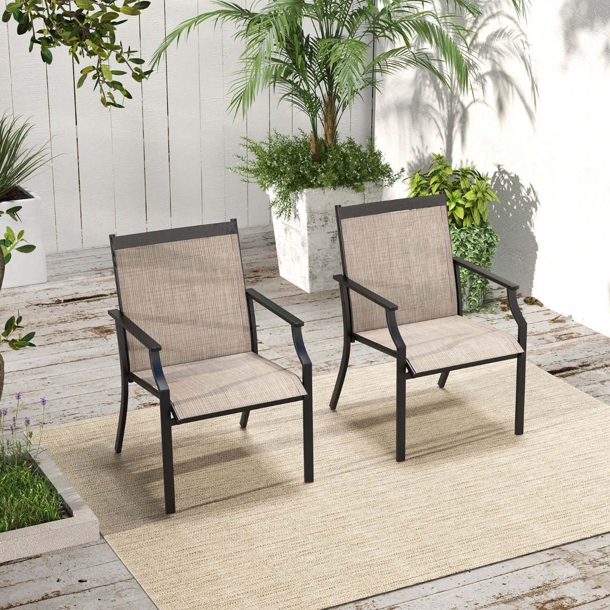 Coast Terrasstoelen 2 Delig - Met Ademende Zitting En Armleuningen - Bruin