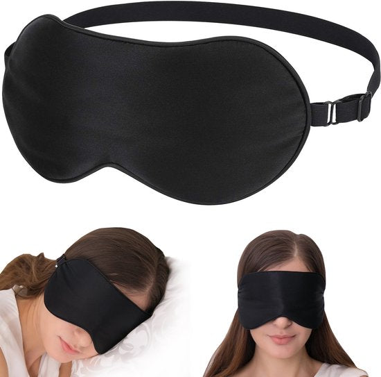 Northwall Premium Zijden Slaapmasker met Oordopjes - 100% Verduisterend Oogmasker - Verstelbaar - Zwart
