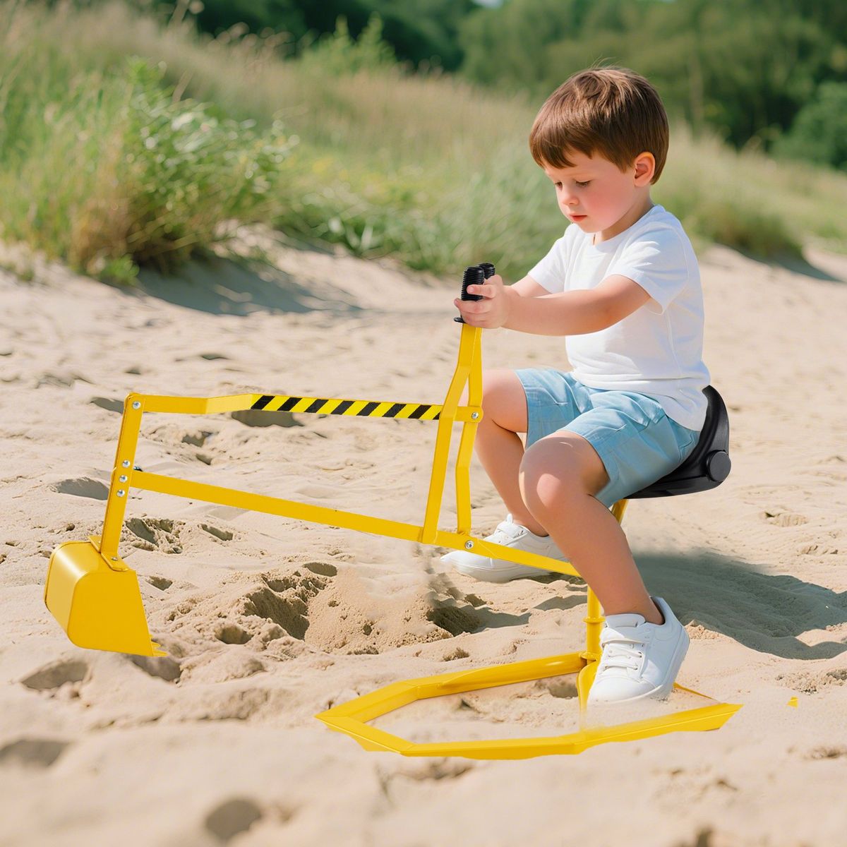 Coast Zitgraafmachine voor kinderen - 360° draaibaar - metalen graafmachine - geel