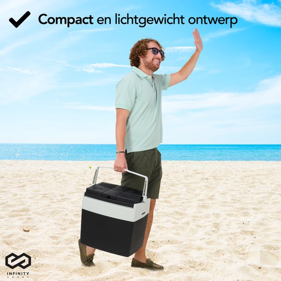 Infinity Goods - Elektrische Koelbox - 30L - Coolbox - 12V en 230V - Frigobox - Koelen en Verwarmen - Zwart