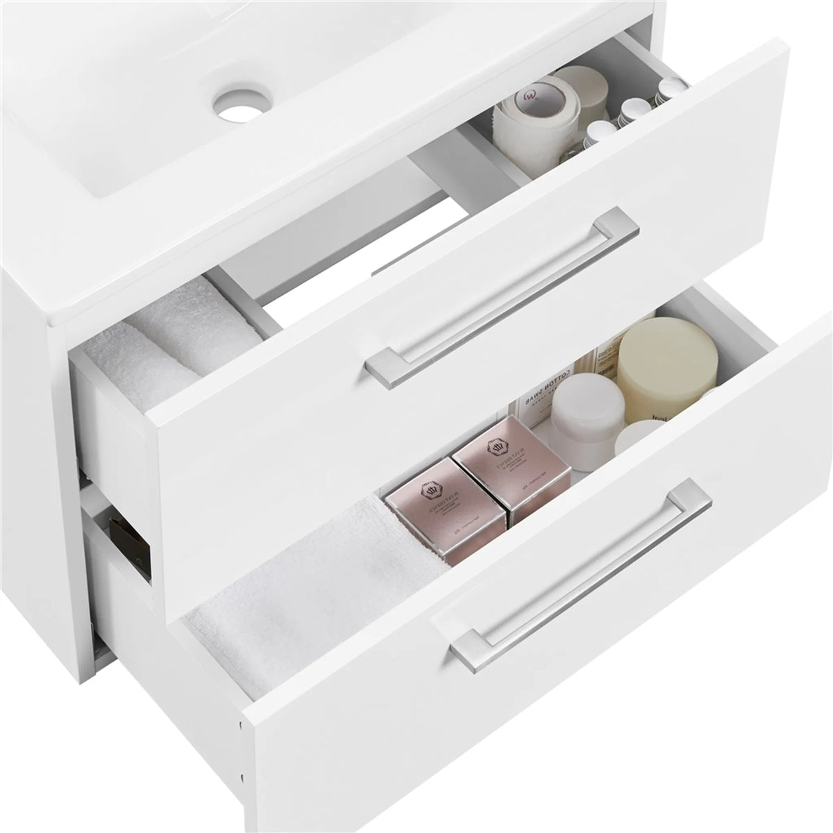 Yaheetech Hangende Wastafelonderkast met Keramische Wastafel - 2-delig - 61 x 39,5 x 45,5 cm - Wit