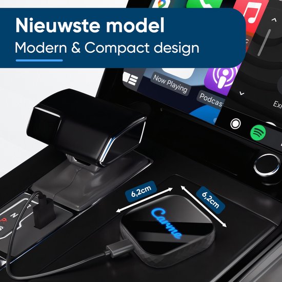CarMe Premium 2-in-1 CarPlay Dongle - Draadloos CarPlay & Android Auto - USB-A & USB-C - Android Auto Dongle - Zwart