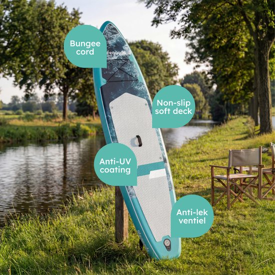 LifeGoods SUP Board Touring - 165 KG Draagkracht - 365 x 76 cm - Opblaasbaar - Compleet Sup pakket - Donkerblauw