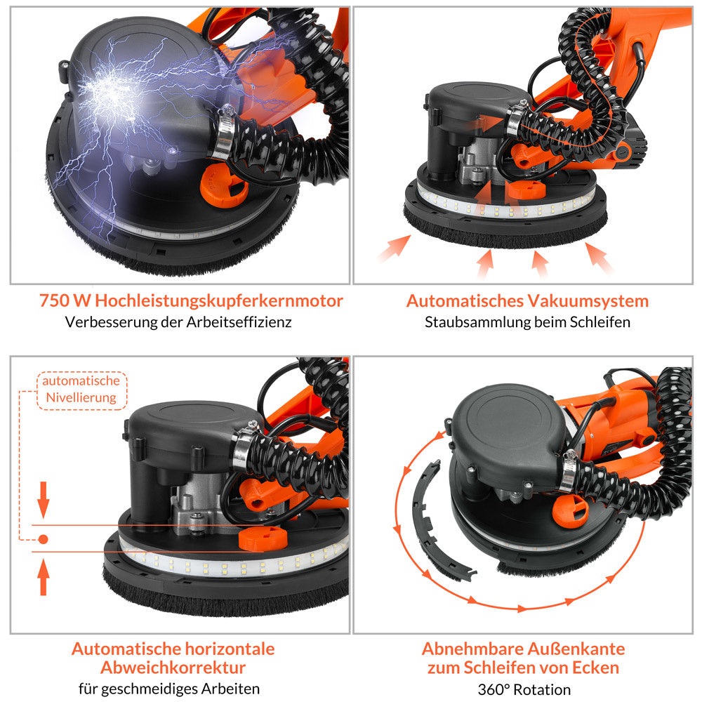 Monzana Schuurmachine – 12xØ 225mm Schuurpapier – Zuigzak 80 LED´s