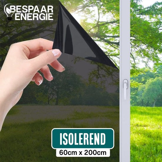 Homewell Zonwerende HR Raamfolie 60x200cm - UV protectie - Isolerend & Zelfklevend- Zwart Tint 39%