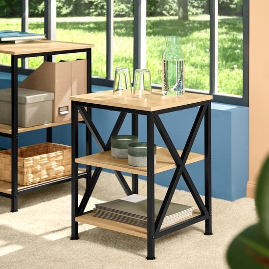 tectake® - Bijzettafel Nottingham industrial dark - nachtkastje - 404263