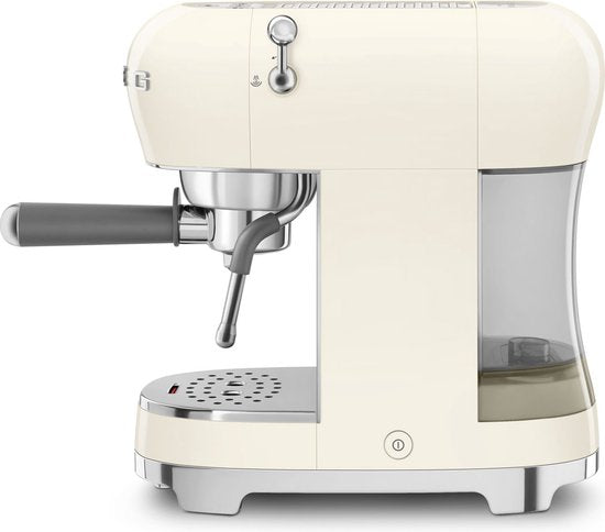 SMEG ECF02CREU Handmatige Espressomachine - Pistonmachine - 15 Bar - Thermoblock - Stoompijp - Geschikt voor Gemalen Koffie & E.S.E. Pads - '50s Style - Crème