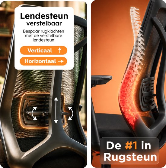 Roveo Ergonomische Bureaustoel - Office Gaming Chair - Volwassenen Game Stoel - Gamestoel - Zwart
