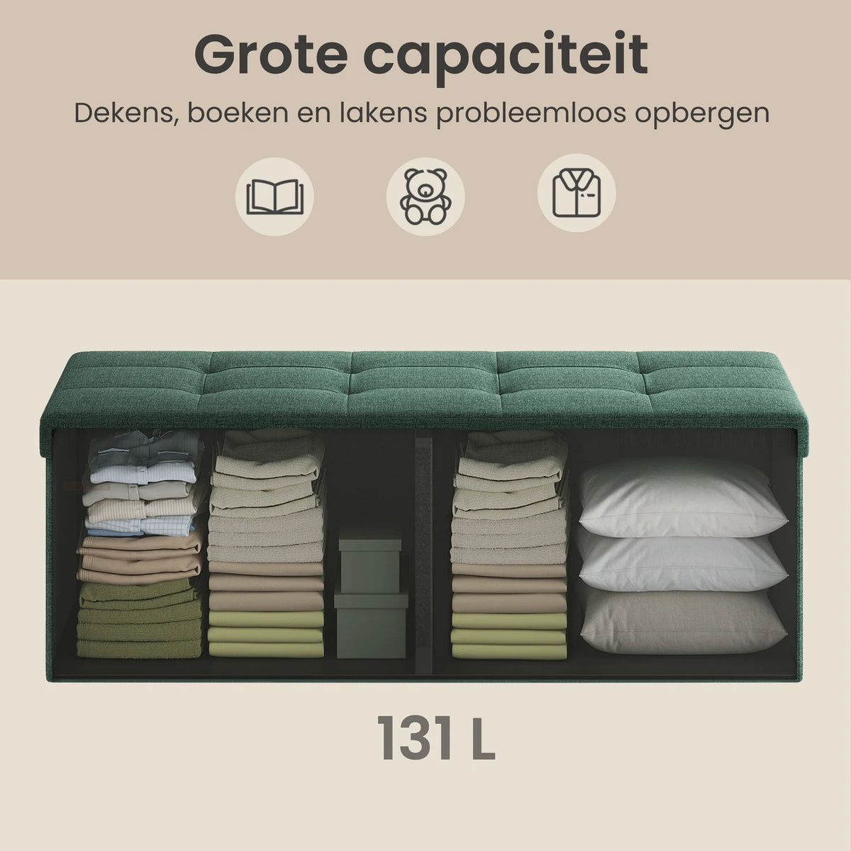 Joyfurnos Opbergkist met Zitvlak - Ottoman Bank - 38 x 110 x 38 cm