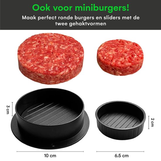 TTD® Hamburgerpers en Hamburgermaker - Smash Burger - Grillgroeven - BBQ Accessoires - Burgerpers - Barbecue Accessoires - Burger Press - Ook voor Miniburgers en Gevulde Burgers - Vaatwasserbestendig - BPA Vrij - Inclusief 100 Waxpapiertjes - Zwart