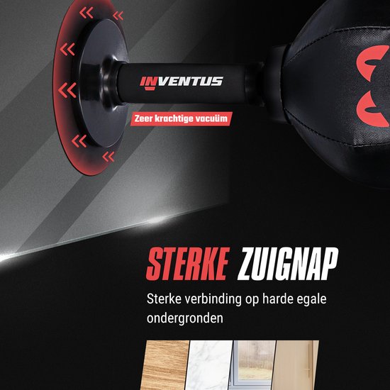 Inventus Boksbal PeakPunch - Met Zuignap - Mini Bokspaal - Anti Stress - Gaming Accessoires - Kerst Cadeau - Boxing Reflex Stressbal - Kinderen en Volwassenen - Zwart