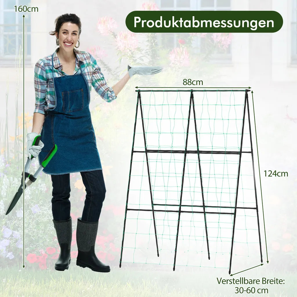 Coast plantenrek Zwart – A-Frame Plantenrek met Net – Verstelbare Breedte 30-60 cm – 88 x 124 cm