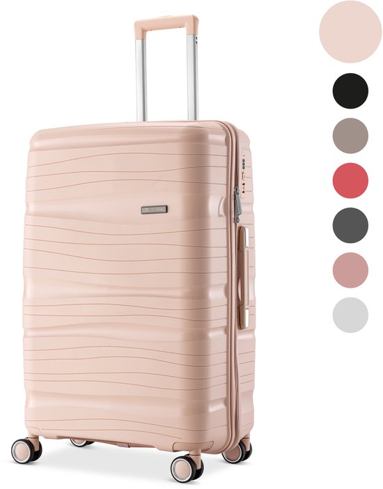 SC Travelin' Charm – 28-inch Grote Reiskoffer - Cijferslot - 41x24x69 cm - 98L - Lichtgewicht, Waterdicht & Duurzaam - Lichtroze