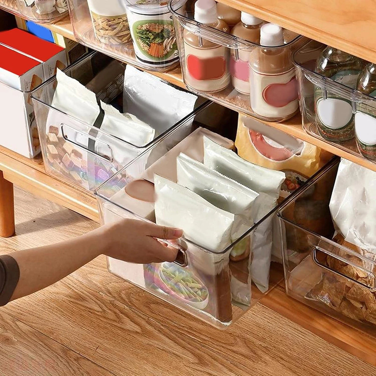 WhereHike Transparante Opbergdoos met Handvat Set van 4 – Large – Kunststof