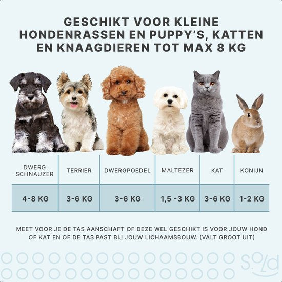 Jake en Jacky Hondenrugzak - Hondentas - Draagzak Hond - Honden Draagtas - Katten Rugzak - Reistas Kat - Tot 8 kg - Zwart