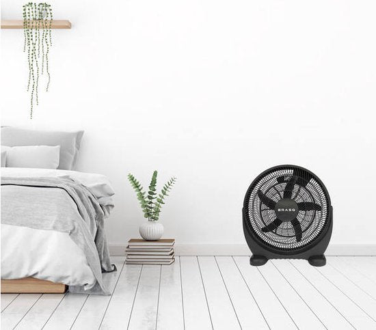 BRASQ Vloerventilator - 50 cm - Zwart - 3 snelheden - Ventilator Staand - Verstelbaar - 90 Watt
