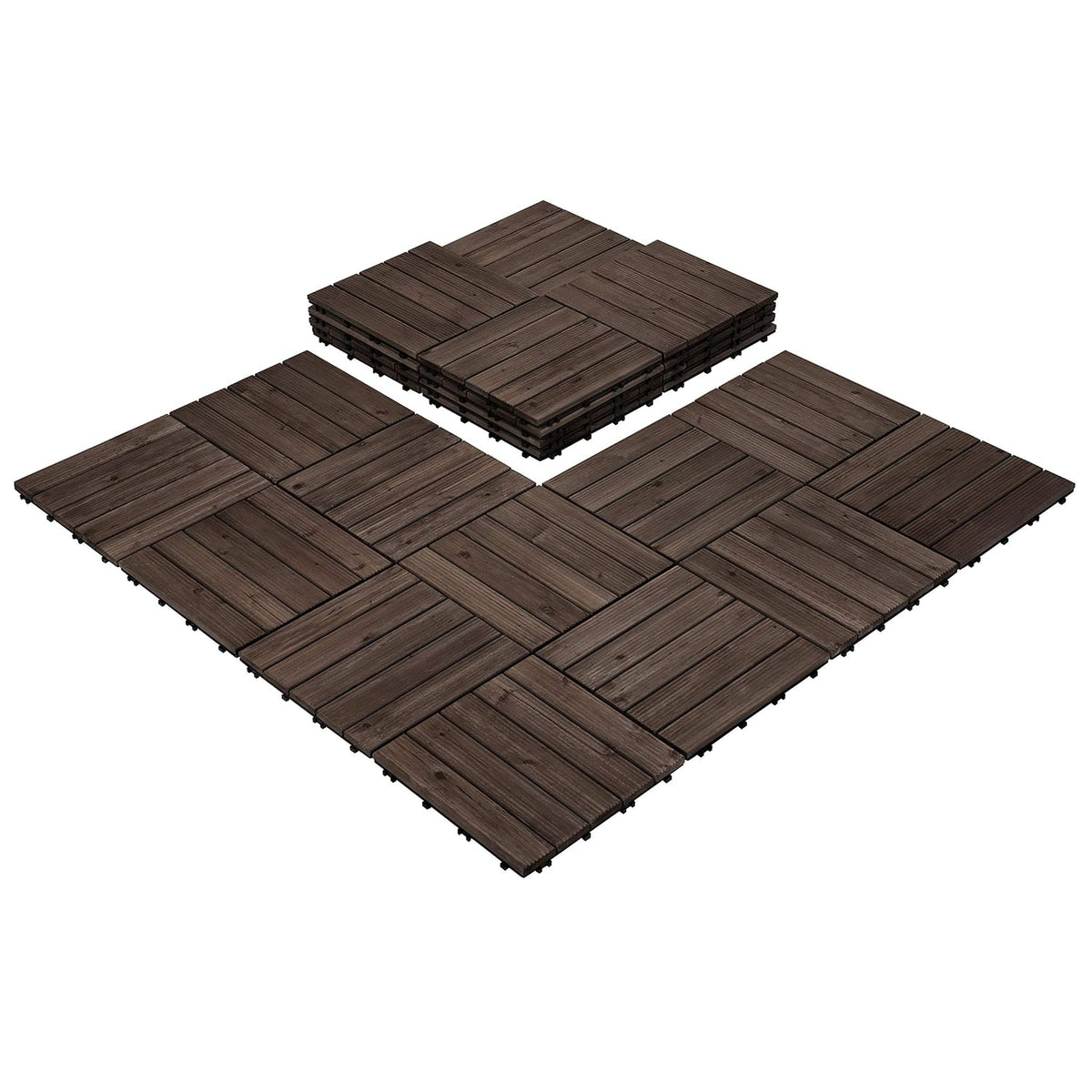Yaheetech Houten Terrastegels 30 x 30 cm - 27 Stuks - 2,6 m² - Zwart