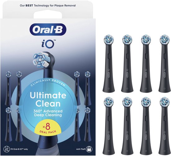 Oral-B Opzetborstels iO Ultimate Clean Zwart - 8 stuks