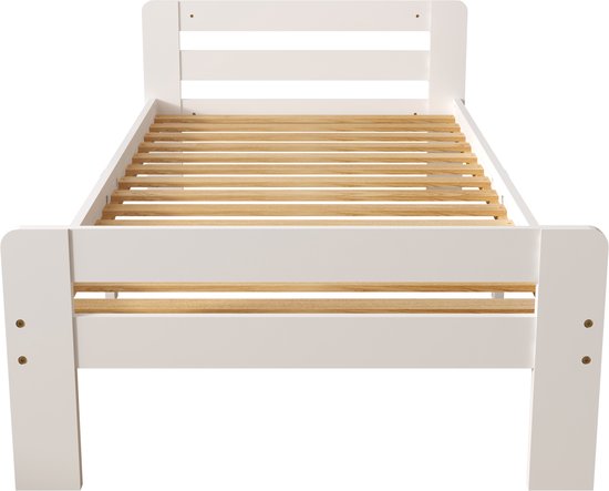 Sunny Olla Kinderbed – 200 x 90 – 205,5 x 98 x 61 cm – Peuterbed Meisjes en Jongens – FSC 100% Hout – Met Lattenbodem –Exclusief Matras – Wit