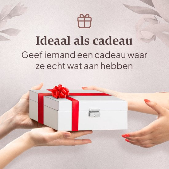 Vimora Sieradendoos met extra verdieping - Wit - Juwelendoos - Sieradenkistje - Voor Volwassenen, Meisjes, Heren & Dames - Geschikt Voor Kettingen, Oorbellen, Armbanden & Ringen