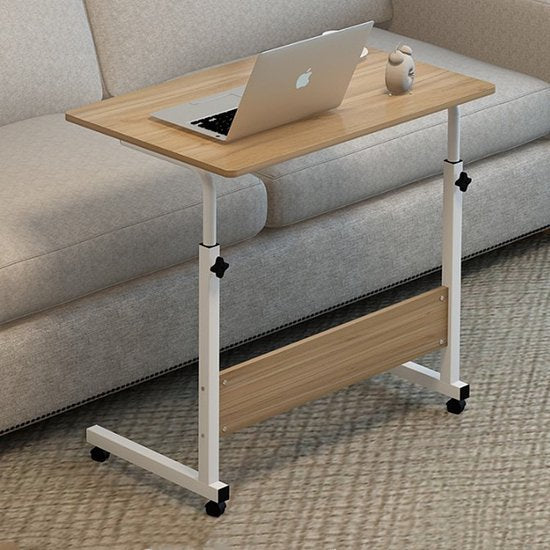Ceruzo Laptoptafel - Verrijdbaar Bedtafel - Verstelbaar in Hoogte 80cm-Thuiskantoor -60x40cm-Houtlook