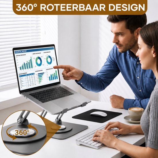 Villux Laptop Standaard Ergonomisch - Laptop Standaard Verstelbaar - Laptophouder - Laptopstandaard - Laptop Verhoger - Laptop Standaard Opvouwbaar - Inclusief Ebook - Inclusief Muismat