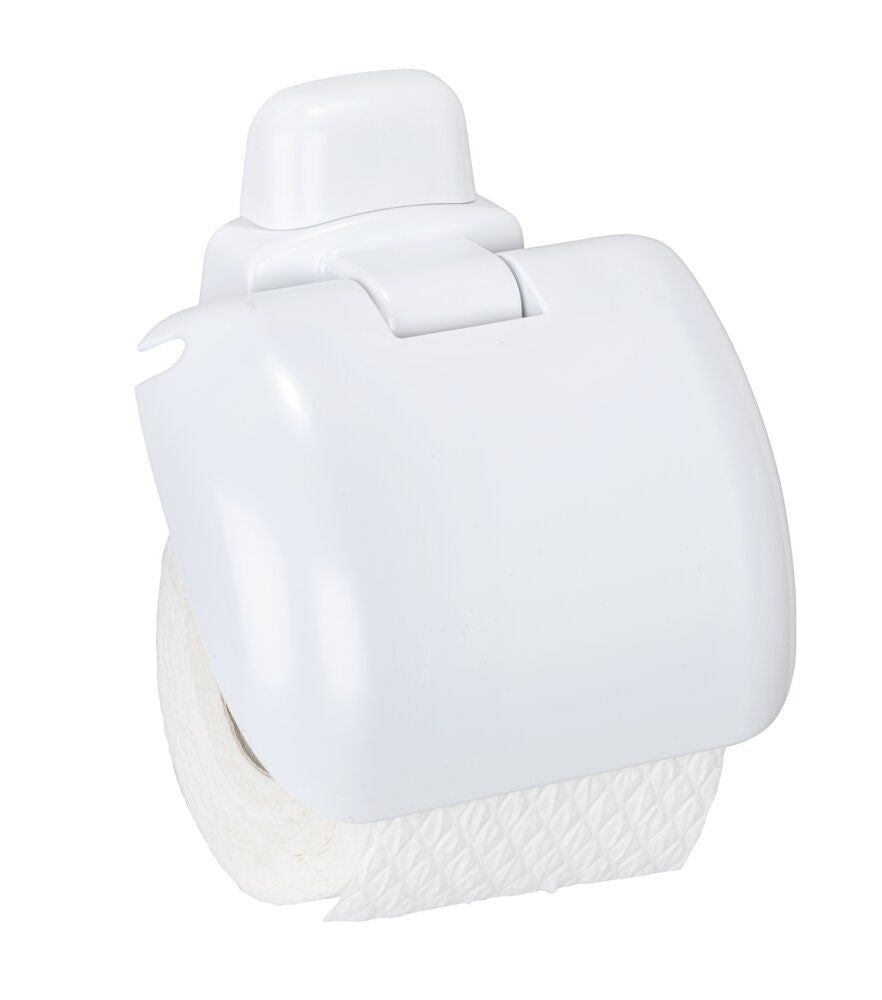 WENKO Pure Toiletrolhouder Wit - Met Inklapbare Deksel - Kunststof