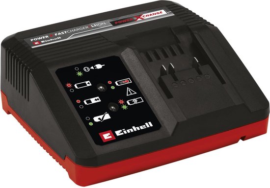 Einhell Snellader - Power X-Change - 18 V - Laadstroom: 4A - Geïntegreerde wandhouder - Geschikt voor alle Power X-Change Accu's