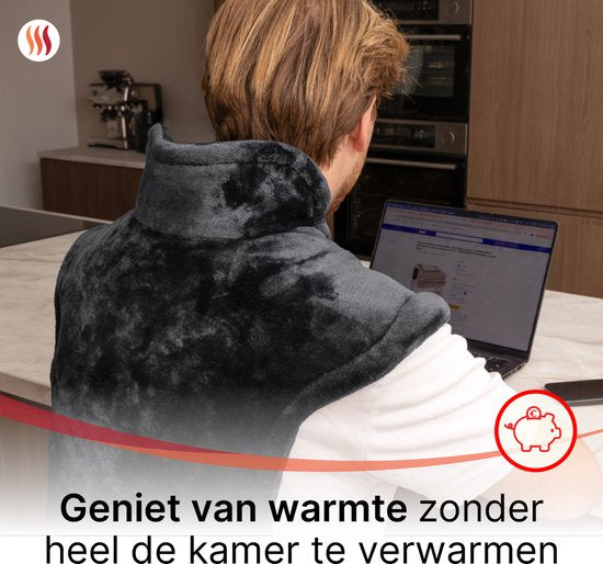 Seranova Verzwaard Elektrisch Warmtekussen voor Rug, Schouders en Nek - Heating Pad - Verwarmingskussen - 1.3KG - 100w - Grijs