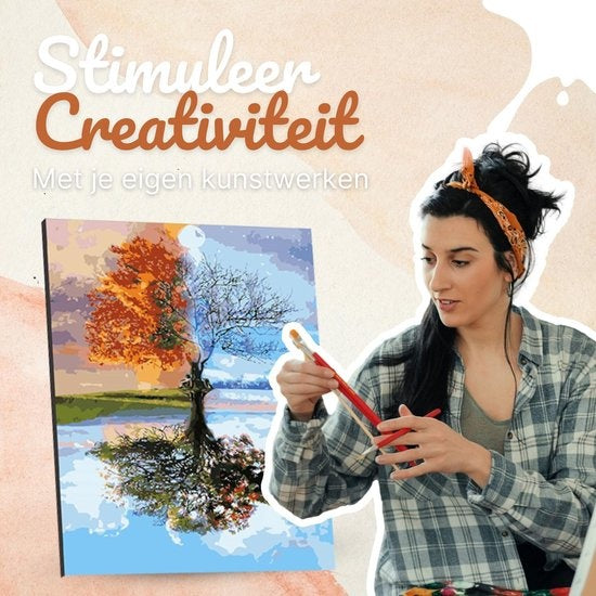 Rubye® Schilderen Op Nummer Volwassenen – Vier Seizoenen – Met Canvas Schildersdoek en Penselen - 40x50cm