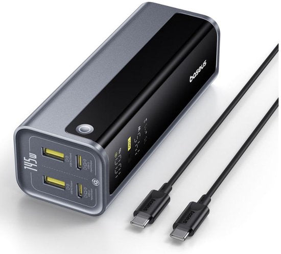 Baseus EnerGeek Power Bank -145W 20800mAh Laptop Powerbank- -Draagbare Oplader-Externe batterij met 2X USB-C PD 3.0 100W Max Snel opladen, Digitaal scherm, Compatibel met MacBook Pro, Dell, HP, SteamDeck, iPhone 16/15/14/13, Samsung