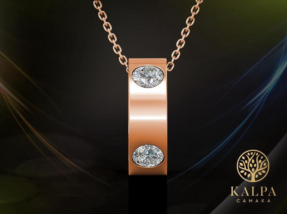 Yolora Dames Ketting met Hanger - Kalpa Camaka Kristallen - Rosé kleurig - 18K Roségoud Verguld - Vrouwen collier Rose gold - Sieraden - Luxe Giftbox - Geschenkdoos - Cadeau doos - Exclusieve Geschenkverpakking - Mooie Cadeauverpakking