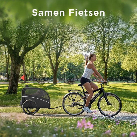 Trevopet® Hondenfietskar - Opvouwbare Fietskar Hond - Hondenkar - Geschikt voor E-Bikes - Tot 40 kg - Voor Middelgrote & Grote Honden - Zwart