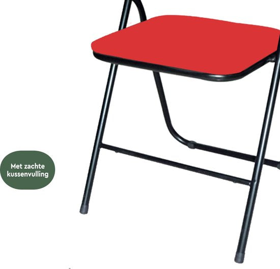 BRASQ Klapstoel Rood Zwart - Vouwstoel - Opvouwbare stoel 43x38x78 cm - PVC - Eettafelstoel