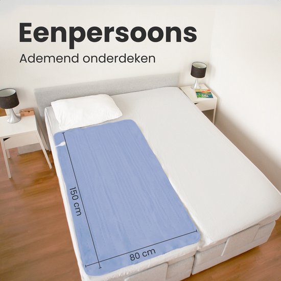 Auronic Elektrische Onderdeken - 80x150cm - 1 Persoons - met Hoekelastieken - Verwarmingsdeken - Blauw