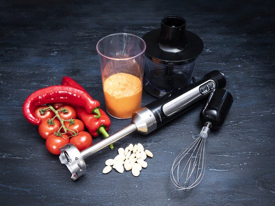 Gastronoma Staafmixer set - Snoerloos en oplaadbaar - 100W - Hakmolen Garde en Maatbeker - 18210002 - Zwart RVS