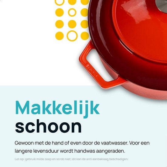MOA Gietijzeren Braadpan - Inhoud 7,2 liter - 30CM - Rond - Alle warmtebronnen - Ook voor inductie - Gewicht 7,3 kg - Kersenrood - C30CB