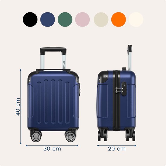 TRVLMORE Handbagagekoffer - 40x30x20 cm - Underseater - 24L - Cijferslot - 4 Wielen - Donkerblauw