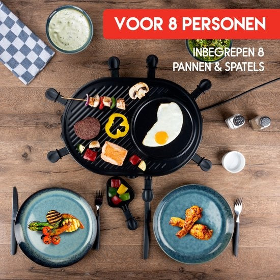 Alpina Gourmetstel - Bakplaat - met Pannetjes en Spatels - 1200W - 8 Personen