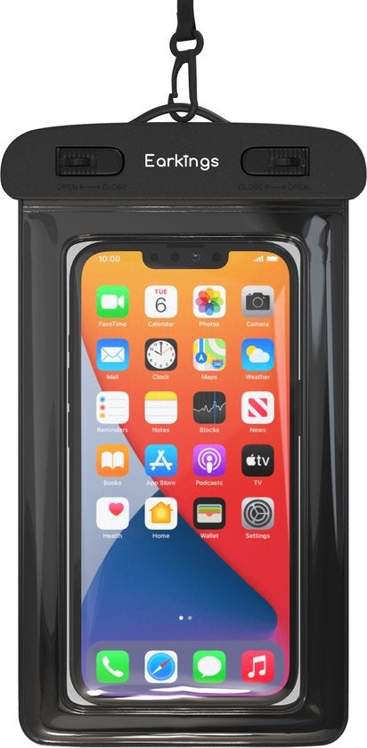 Waterdichte telefoonhoesjes - Drybag Set van 2 stuks - Onderwater Hoesje Telefoon voor Alle Telefoons - Waterdicht telefoonhoesje Earkings - Zwart & Oranje