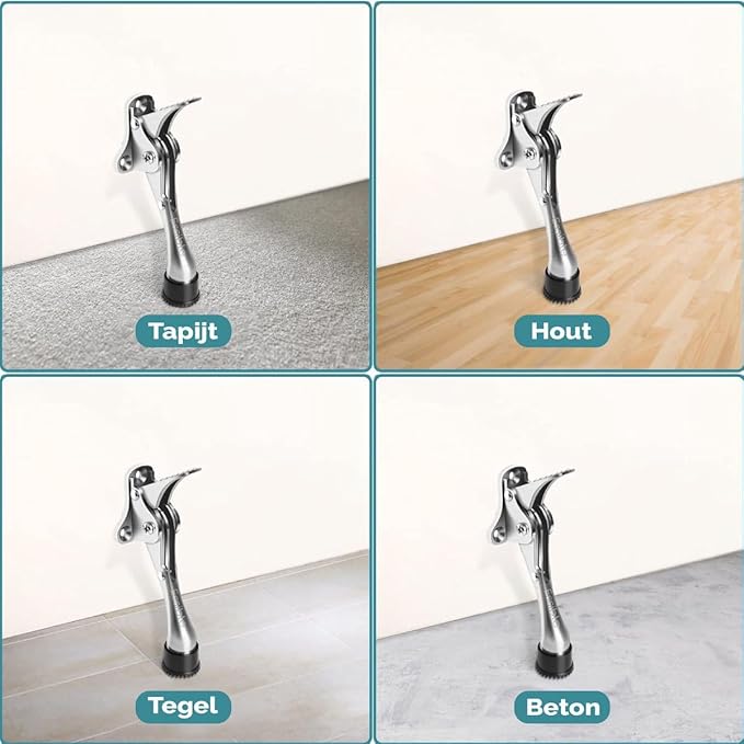 Essible Deurstopper RVS Brons – 13 x 4 cm – Verstelbare Deurvastzetter met Voetbediening