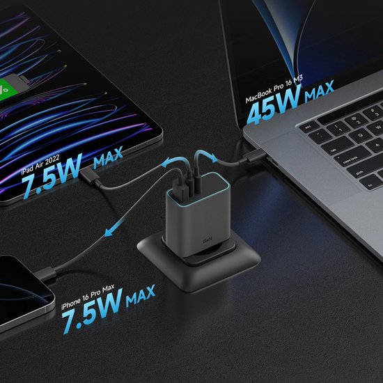 Cuktech Cukad653Eugr 65W Wandlader Voor Apple Telefoons 2X Usb-C 1X