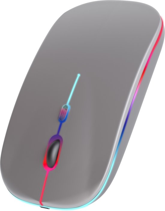 Nuvance - Draadloze Muis LED - Bluetooth - Ergonomisch - Laptop en gaming - Draadloos - Grijs