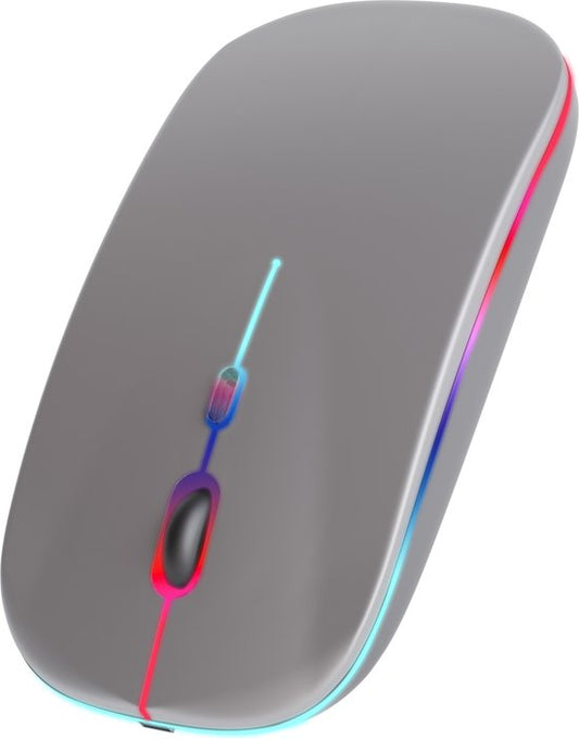 Nuvance - Draadloze Muis LED - Bluetooth - Ergonomisch - Laptop en gaming - Draadloos - Grijs