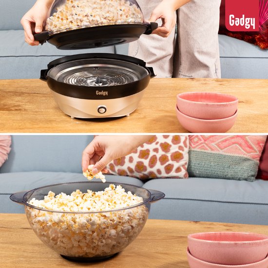 Gadgy Popcorn Machine Rond met Anti-aanbaklaag - Popcorn Maker Stil en Snel - 5 liter - Funcooking voor Party & Kids - Popcornpan - Cadeau voor Kind
