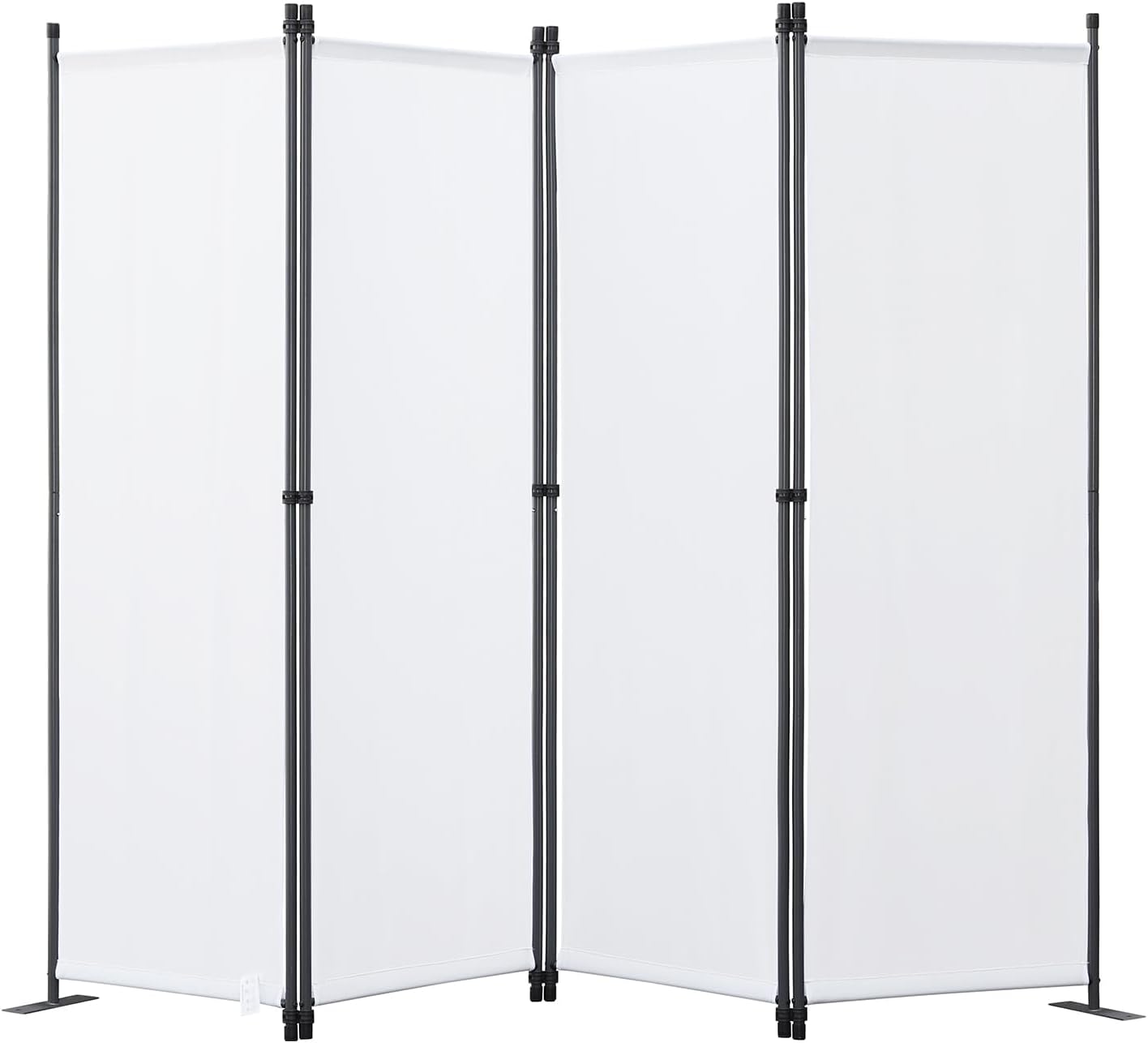 Angel Living Kamerscherm - 4-delig - 224x165 cm - Opvouwbaar - Staal & Polyester - Vrijstaand - Ruimteverdeler & Inkijkbescherming - Wit